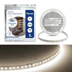 Лента светодиодная 120SMD(2835)/м 11Вт/м 24V 5000*8*1.22мм 4000К, LS501 FERON Feron 41057