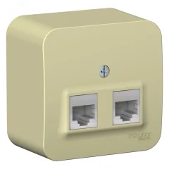 Розетка открытой установки BLANCA двойная компьютерная RJ45, кат.5E, с изолирующей пластиной, белый,