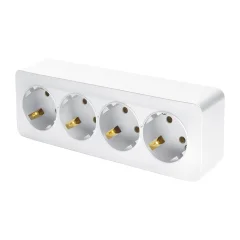 Розетка 4-местная с/з открытой установки, , 250В, 16А, IP20, серия София, белый, MST16-14-01 STEKKER