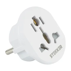 Адаптер-переходник для евровилки с/з, ультраплоский, ADP16-06-20W , 250В, 16A, IP20,белый 50 STEKKER