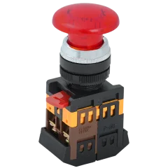 Кнопка AELA-22 "Грибок" красный d22мм неон/240В 1з+1р IEK BBG20-AELA-K04