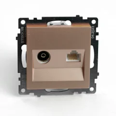 Розетка TV + компьютерная RJ-45 (механизм), серия Катрин, шампань, GLS00-7106-02 STEKKER 49184