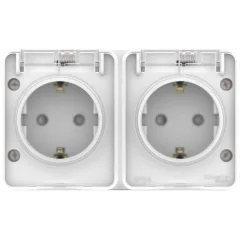 AtlasDesign PROFI IP54 О/У РОЗЕТКА двойная с заземлением со шторками 16А, БЕЛЫЙ ATN Systeme Electric