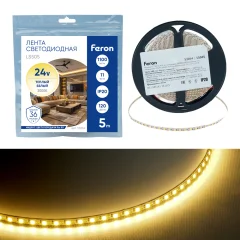 Лента светодиодная 120SMD(2835)/м 11Вт/м 24V 5000*5*1.5мм 3000K, LS505 FERON Feron 53054