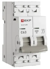 Автоматический выключатель 2P 63А (C) 6кА ВА 47-63N PROxima EKF M636263C