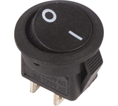 Выключатель клавишный круглый 250V 3А (2с) ON-OFF черный Micro REXANT (10/10/1000) Rexant 36-2510