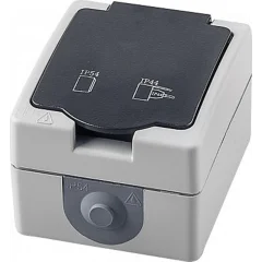 Розетка 1-местная с крышкой с/з, 250В, 16А, серия Велена, PST16-11-54, серый/графит STEKKER 32755