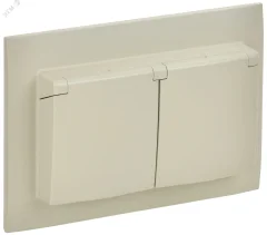 SKANDY Розетка 2-местная и крышкой 16А в сборе IP44 SK-R12B бежевый IEK SK-R26-16-44-K10-F