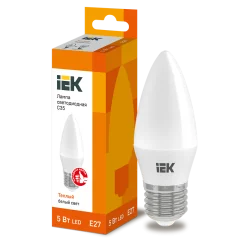 Лампа LED C35 свеча 5Вт 230В 3000К E27 IEK LLE-C35-5-230-30-E27