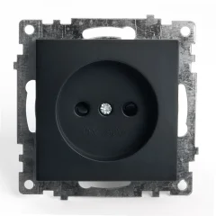 Розетка 1-местная с защитной шторкой (механизм) б/з, 250В, 10А, серия Катрин, GLS10-7109-05, черный 