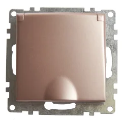 Розетка 1-местная с крышк с защ. штор (механизм) с/з, 250В, 16А, серия Катрин, GLS16-7112-02, шампан