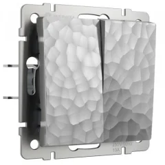 Выключатель двухклавишный проходной (серебряный) Hammer W1222006 Werkel a052084
