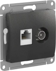 Glossa Антрацит Розетка двойная TV + компьютерная RJ45, кат. 5Е Systeme Electric GSL000789