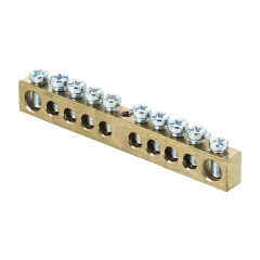 Шина PEN "ноль-земля" (6х9мм) 10 отверстий латунь крепеж по центру PROxima EKF sn0-63-10