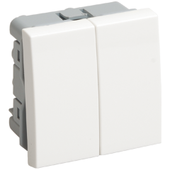 ВК4-22-00-П Выключатель проходной (переключатель) двухклавишный (на 2 модуля) ПРАЙМЕР белый CKK- IEK