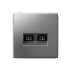 ARTGALLERY РОЗЕТКА двойная компьютерная RJ45+RJ45, кат.6А, механизм, СТАЛЬ GAL00098 Systeme Electric