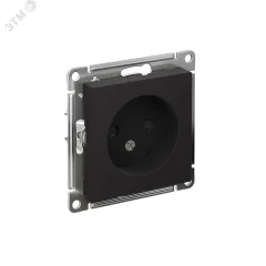 Розетка ATLASDESIGN без заземления со шторками 16А механизм карбон Systeme Electric ATN001049