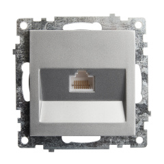 Розетка компьютерная 1-местная RJ-45 (механизм), серия Катрин, GLS00-7107-03, серебро STEKKER 39585