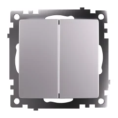 Переключатель 2-клавишный (механизм), 250В, 10А, серия Катрин, серебро, GLS10-7107-03 STEKKER 49168