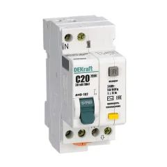 АВДТ 1Р+N 20А 30мА тип AC х-ка С ДИФ-102 нов. 4,5кА DEKraft 16004DEK