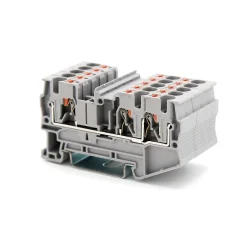 Клемма проходная, зажим push-in, 3 точки подключения, 4 кв.мм, серая DKC VPR-4-TWIN-GY