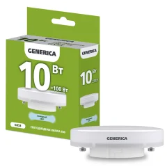 Лампа LED T80 таблетка 10Вт 230В 6500К GX53 GENERICA LL-T80-10-230-65-GX53-G