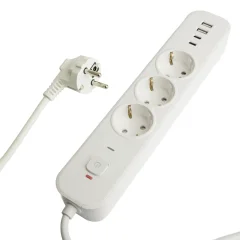 Сетевой фильтр 3-местный с/з 3x1мм2, 3 м, 250В, 16А, 2 USB-A+2 Type-C 3, серия Nova, белый 5 STEKKER