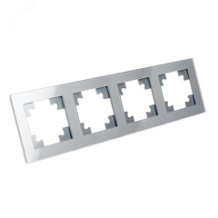 Рамка 4-местная, стекло, серия Катрин, GFR00-7004-03, серебро STEKKER 39534