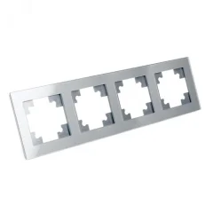 Рамка 4-местная, стекло, серия Катрин, GFR00-7004-03, серебро STEKKER 39534