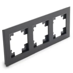 Рамка 3-местная, стекло, серия Катрин, GFR00-7003-05, черный STEKKER 39520