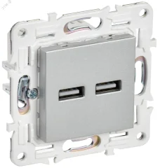 SKANDY Розетка USB A+A 3,1А SK-R15S серебряный IEK SK-U21-D31-K23