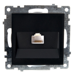 Розетка компьютерная 1-местная RJ-45 (механизм), серия Катрин, GLS00-7107-05, черный STEKKER 39613
