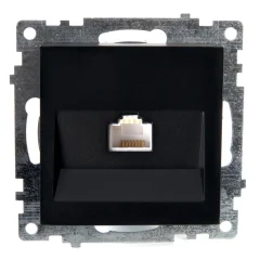 Розетка компьютерная 1-местная RJ-45 (механизм), серия Катрин, GLS00-7107-05, черный STEKKER 39613
