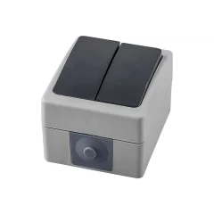 Выключатель двухклавишный, 250В,10А, IP54, серия Велена, PSW10-121-54, серый/графит STEKKER 32753