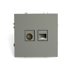 Розетка СП TV комп. RJ-45 механизм (платиново-серый) soft touch Эмили RST00-5106-10 STEKKER 49950