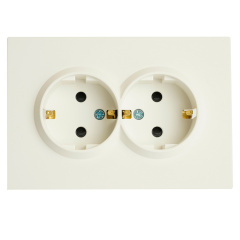 Розетка СП 2-м с з/к с шторк. (белый фарфор) soft touch Эмили RST16-5114-01 STEKKER 49882
