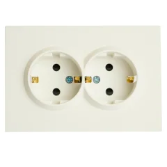 Розетка СП 2-м с з/к с шторк. (белый фарфор) soft touch Эмили RST16-5114-01 STEKKER 49882