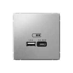ARTGALLERY USB РОЗЕТКА A + тип-C 45Вт высокоскор.заряд. QC, PD, механизм, АЛЮМИНИЙ Systeme Electric 