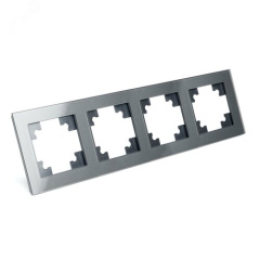 Рамка 4-местная, стекло, серия Катрин, GFR00-7004-06, графит STEKKER 39542