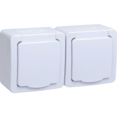 Розетка 2-местная для открытой установки РСб22-3-ГПБб с заземляющим контактом IP54 ГЕРМЕС PLUS (цвет