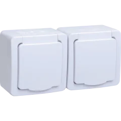 Розетка 2-местная для открытой установки РСб22-3-ГПБб с заземляющим контактом IP54 ГЕРМЕС PLUS (цвет