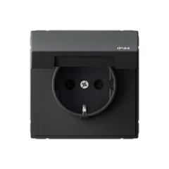 ARTGALLERY РОЗЕТКА с заземл. со шт. с крышк, 16А, IP44, механизм, КАРБОН Systeme Electric GAL441046