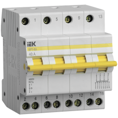 Выключатель-разъединитель трехпозиционный ВРТ-63 4P 40А IEK MPR10-4-040