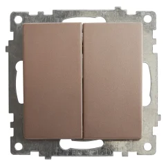 Выключатель 2-клавишный (механизм) 250В, 10А, серия Катрин, GLS10-7104-02, шампань STEKKER 39592