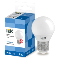 Лампа LED G45 шар 9Вт 230В 6500К E27 IEK LLE-G45-9-230-65-E27