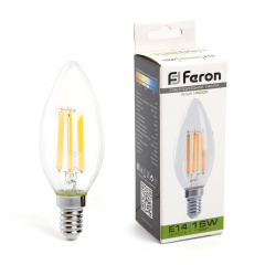Лампа светодиодная, (15W) 230V E14 4000K прозрачная, LB-717 Feron 38258