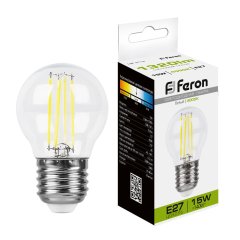 Лампа светодиодная, (15W) 230V E27 4000K прозрачная, LB-515 Feron 38253