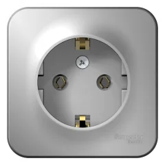 BLANCA розетка наружная с заземлением без шторок, 16А, 250В, алюминий Systeme Electric BLNRA010103