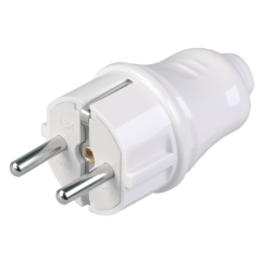 Вилка разборная прямая ВПп10-01-Ст с заземляющим контактом 16А белая IEK EVP10-16-01-K01