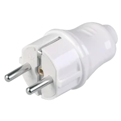 Вилка разборная прямая ВПп10-01-Ст с заземляющим контактом 16А белая IEK EVP10-16-01-K01